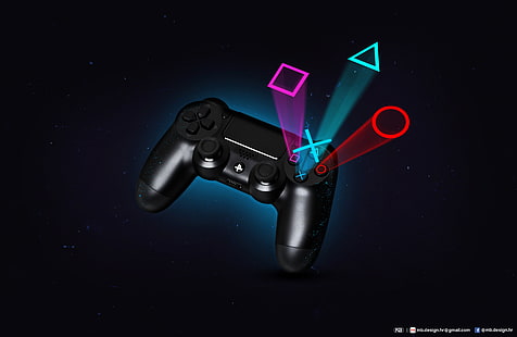 hitam pengontrol Sony PS4 DualShock 4, PSP, play, PlayStation, joystick, PlayStation 4, Wallpaper HD HD wallpaper