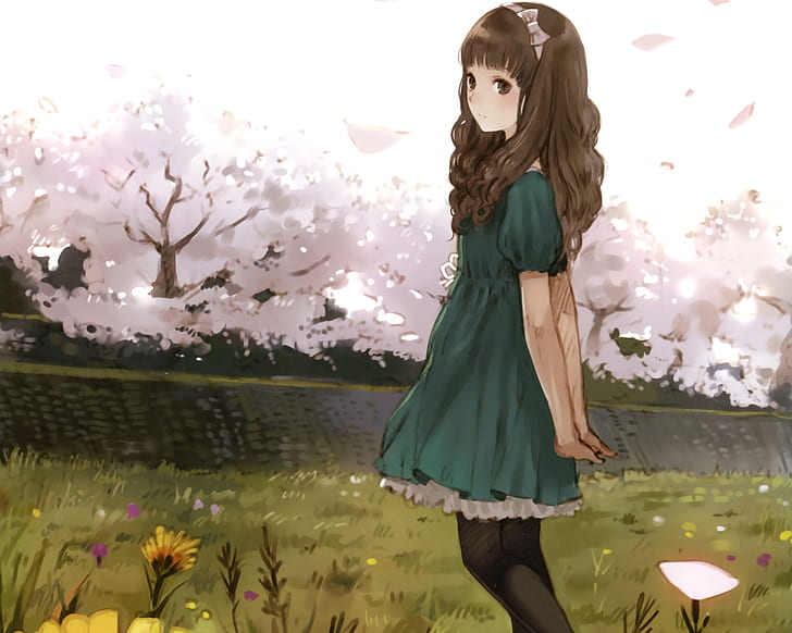 gadis anime, rambut panjang, rambut hitam, Kishida Mel, Wallpaper HD
