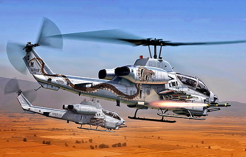 الولايات المتحدة الأمريكية ، هليكوبتر ، سوبر كوبرا ، AH-1W كوبرا ، مروحية هجومية ، مشاة البحرية الأمريكية، خلفية HD HD wallpaper