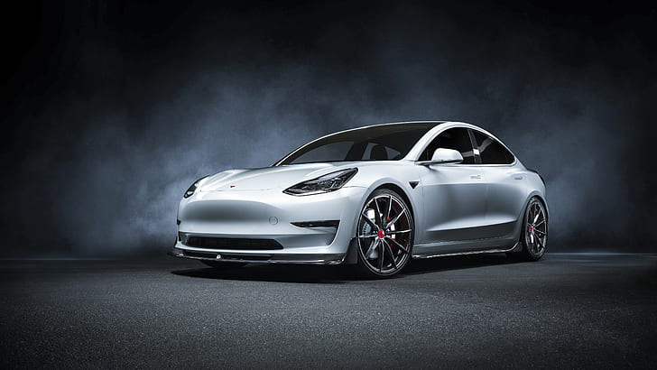 Tesla Motors, Tesla Model 3, Car, Compact Car, Electric Car, Luxury Car, Berlina, Silver Car, Vehicle, Sfondo HD
