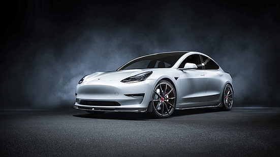 Tesla Motors, Tesla Model 3, bil, kompakt bil, elbil, lyxbil, sedan, silverbil, fordon, HD tapet HD wallpaper