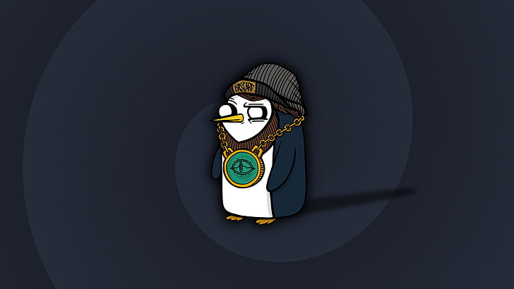 илюстрация на хипи пингвин, Gunter, пингвини, Linux, минимализъм, HD тапет