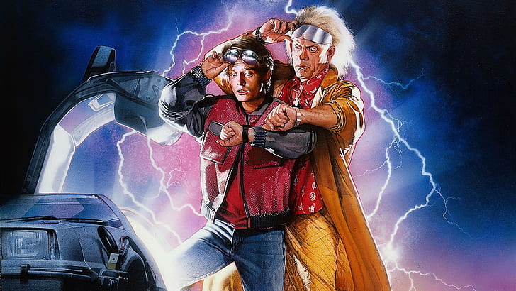 back to the future, michael j fox, marty mcfly, christopher lloyd, dr, scientist, HD wallpaper