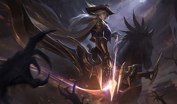 Ashe (League of Legends), Ashe, League of Legends, Riot Games, High Noon, fire, ADC, HD wallpaper