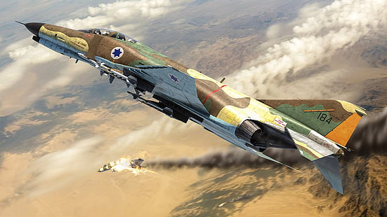 dubbel, MiG-21, israeliskt flygvapen, McDonnell Douglas F-4 Phantom II, långväga fighter-avlyssnare, ANYWAYS, Yom Kippur, HD tapet HD wallpaper