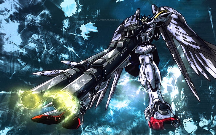 gray robot illustration, Gundam Wing, Wing 0, Gundam, heero, Heero Yuy, Mobile Suit Gundam Wing, anime, HD wallpaper