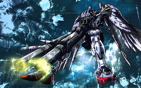 gray robot illustration, Gundam Wing, Wing 0, Gundam, heero, Heero Yuy, Mobile Suit Gundam Wing, anime, HD wallpaper HD wallpaper