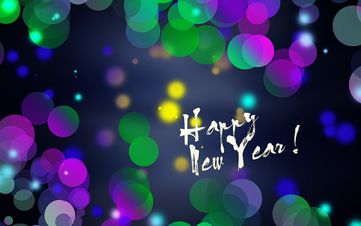 felice anno nuovo testo, Natale, Capodanno, bokeh, Sfondo HD