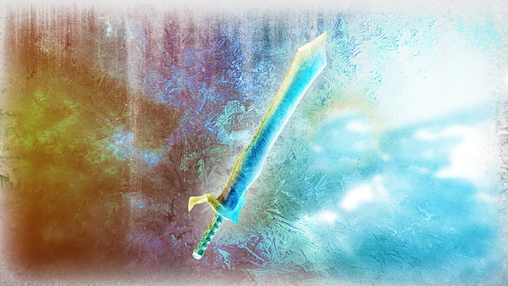 blått svärd digital konst, Roblox, svärd, HD tapet