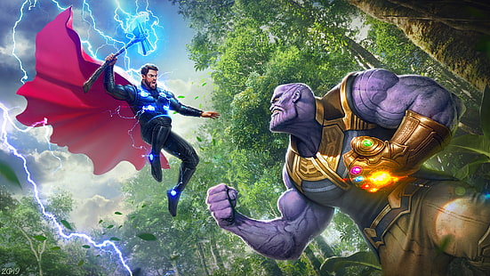Film, Avengers: Infinity War, Avengers, Infinity Gauntlet, Thanos, Thor, Fond d'écran HD HD wallpaper