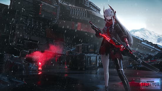  anime, anime girls, Punishing: Gray Raven, Seymour, science fiction, cyborg, Girl With Weapon, HD wallpaper HD wallpaper