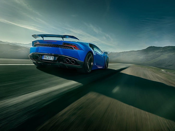 синьо спортно купе, Lamborghini, Lamborghini Huracan, HD тапет