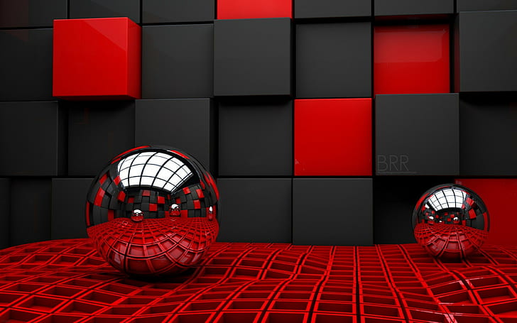 ball, cube backgrounds, cubes, Glass, metal, plastic, download 3840x2400 ball, HD wallpaper