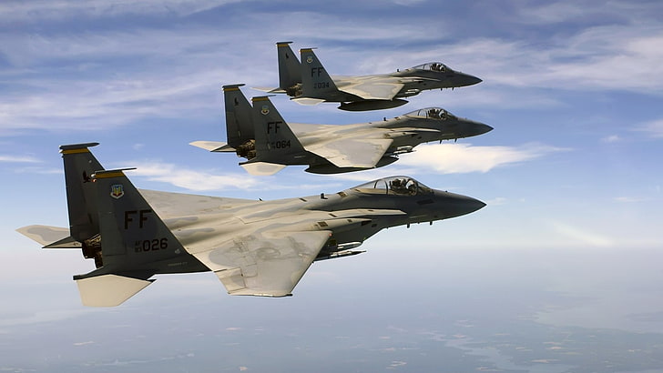 samoloty wojskowe, samoloty, odrzutowce, F-15 Eagle, wojskowe, samoloty, Tapety HD