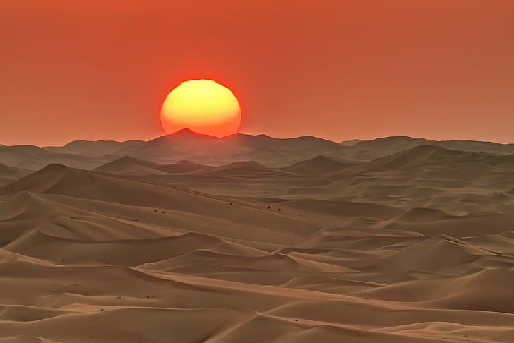 Солнце, пустыня, пейзаж, HD обои