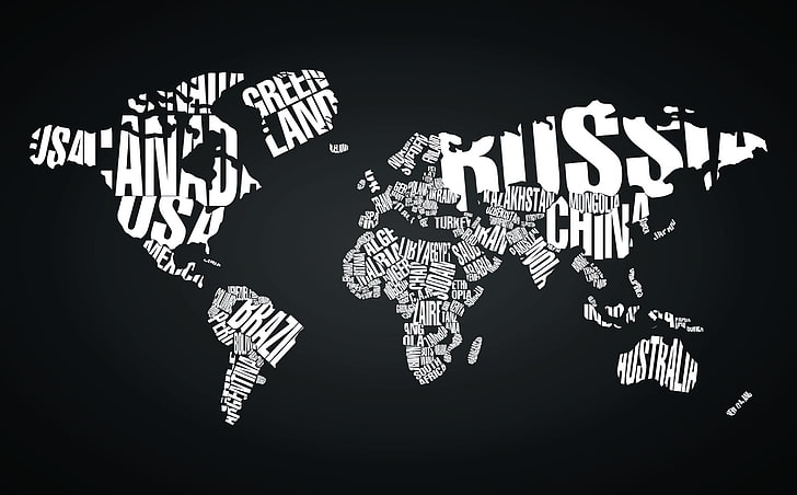 white text illustration, the world, planet, map, world map, HD wallpaper