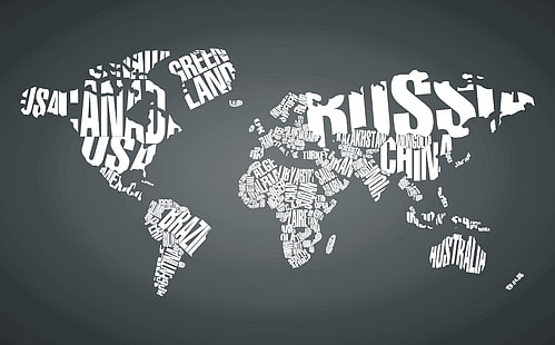 Ilustración de texto blanco, el mundo, planeta, mapa, mapa mundial, Fondo de pantalla HD HD wallpaper