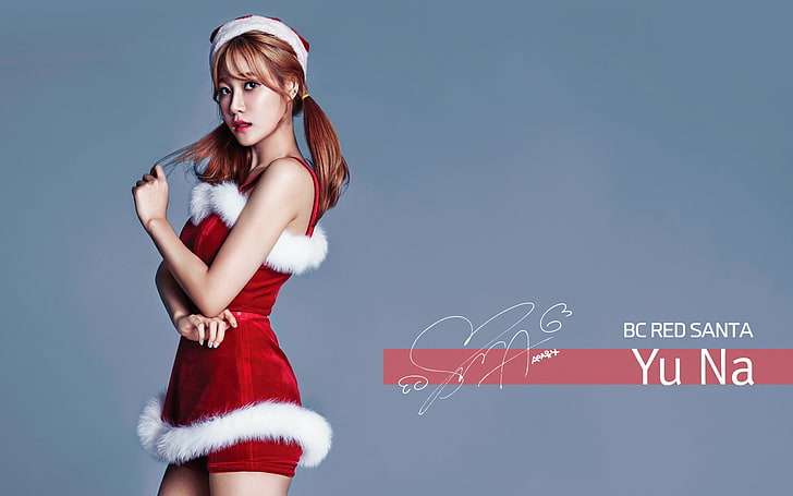 BC Red Santa Yu Na pubblicità, AOA, Natale, K-pop, Sfondo HD