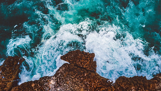 Vista dell'oceano Cliff Drone 4K, vista, oceano, scogliera, fuco, Sfondo HD HD wallpaper