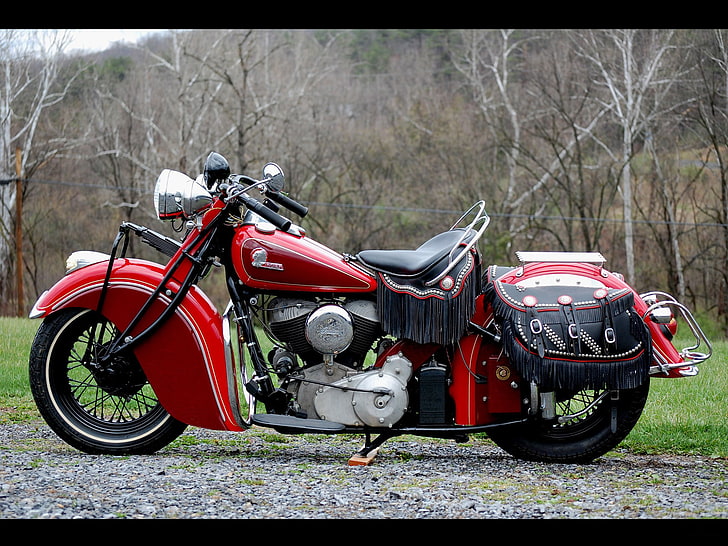rotes und schwarzes Reisenmotorrad, Moto, Motorrad, Inder, HD-Hintergrundbild