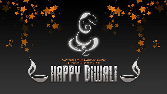 Happy Diwali Festival Imagen de Ganesha con fondo de escritorio negro, ilustración feliz diwali, diwali, saludos, ganesha, festival, Fondo de pantalla HD HD wallpaper