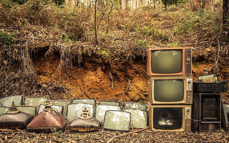 TV, technology, abandoned, obsolete, HD wallpaper