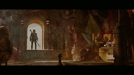 Star Wars, The Mandalorian, tv-serie, kantina, fresker, HD tapet HD wallpaper