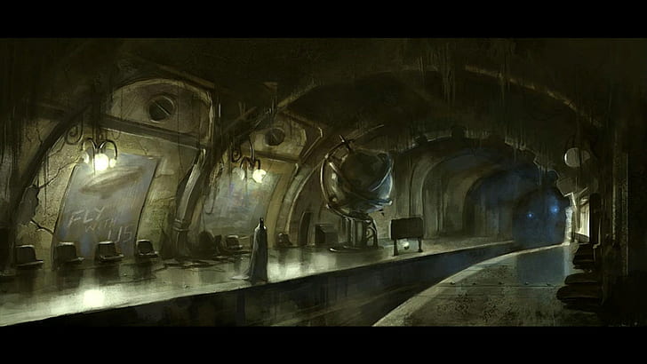 Batman Subway Tunnel Drawing HD, cartoon/comic, drawing, batman, tunnel, subway, HD wallpaper