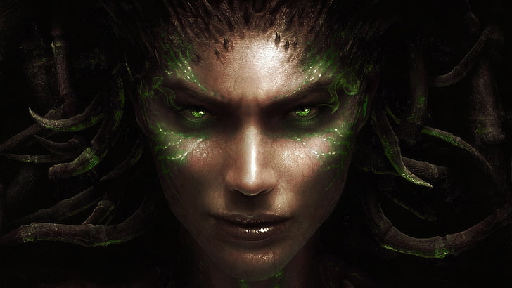 Ilustração da Medusa, StarCraft, Starcraft II, videogame, Sarah Kerrigan, Queen of Blades, HD papel de parede