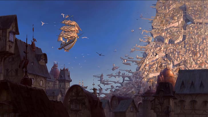 Treasure Planet, Disney, เรือ, นิยายวิทยาศาสตร์, steampunk, เรือเหาะ steampunk, วอลล์เปเปอร์ HD