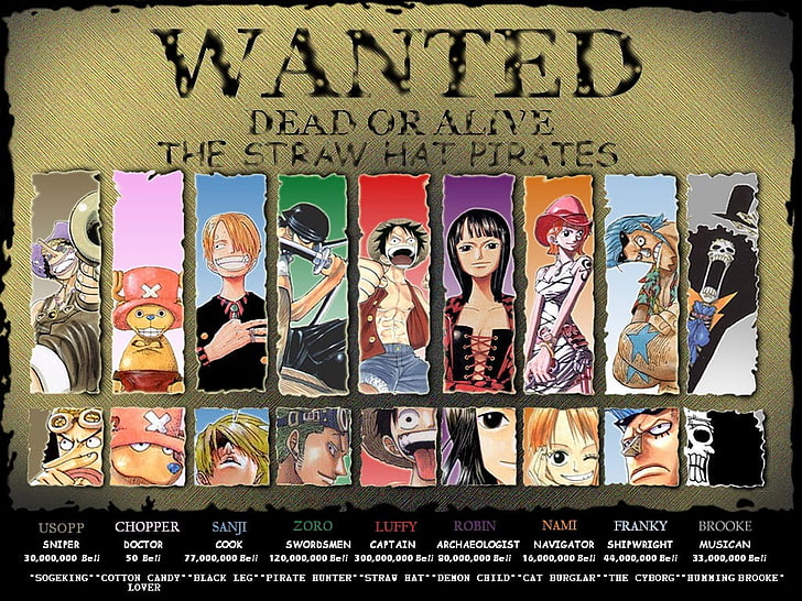 วอลล์เปเปอร์โปสเตอร์ One Piece หมวกฟางละเมิดลิขสิทธิ์, One Piece, Monkey D. Luffy, Usopp, Tony Tony Chopper, Sanji, Roronoa Zoro, Nico Robin, Nami, Brook, Franky, วอลล์เปเปอร์ HD
