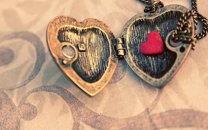 сердце, медальон, статуэтка, подвеска, HD обои