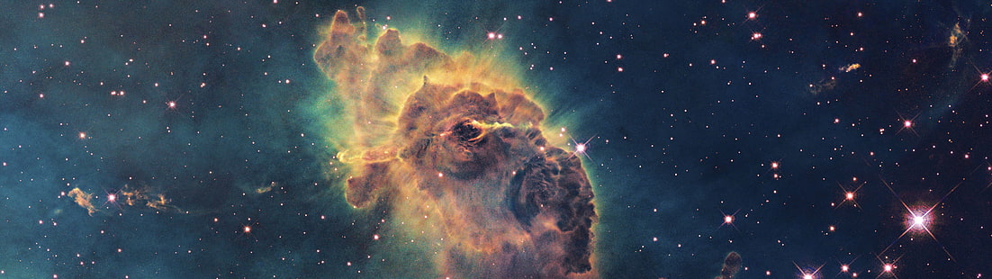 nebulosa, flera displayer, utrymme, stjärnor, färgglada, universum, galax, HD tapet HD wallpaper