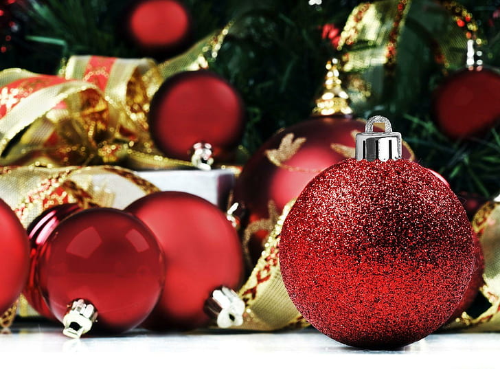 dekorasi natal, balon, merah, kilau, liburan, atribut, dekorasi natal, balon, kilau, liburan, atribut, Wallpaper HD