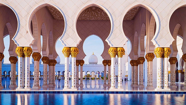 Большая мечеть, Абу-Даби, древние, исторические, архитектура, Объединенные Арабские Эмираты, HD обои