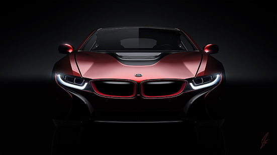 BMW i8 concept car front view, lights, BMW, Concept, Car, Front, View, Lights, HD wallpaper HD wallpaper