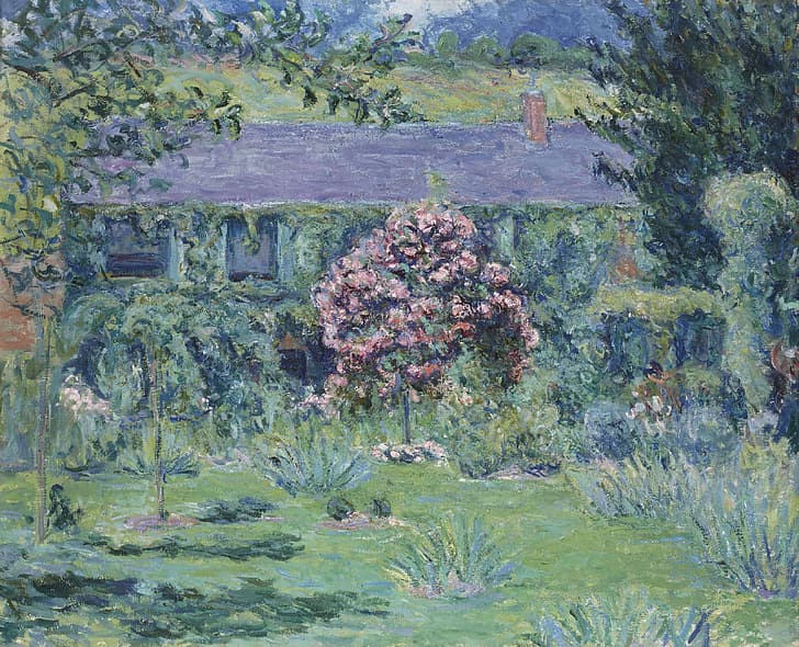 artwork, painting, impressionism, nature, green, garden, Blanche Hoschedé Monet, trees, HD wallpaper