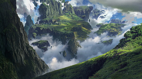 Fantasie, Landschaft, schwimmende Insel, HD-Hintergrundbild HD wallpaper