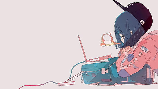 Anime, dziewczyna, laptop, Tapety HD HD wallpaper