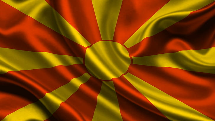 Македония, сатен, държава, Македония, флаг, 3d и резюме, HD тапет