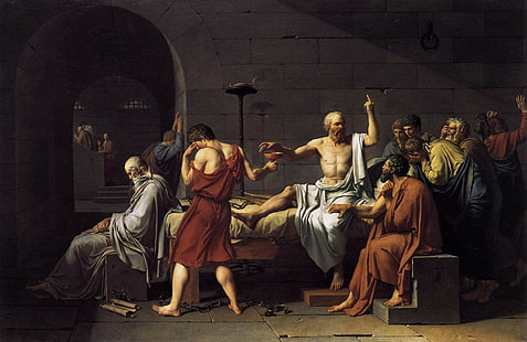 Socrate, peinture, philosophes grecs, Jacques Louis David, oeuvre d'art, art classique, philosophie, Fond d'écran HD HD wallpaper