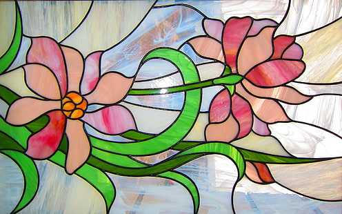 Blendung, Textur, Blumenmuster, Glasmalerei, die Reflexion des Lichts, funkelndes Glas, das Spiel der Farben, Marmorbeschaffenheit, HD-Hintergrundbild HD wallpaper