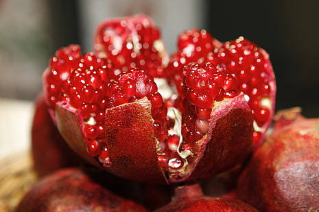 червен нар плодове, нар, плодове, узрели, плодове, HD тапет HD wallpaper