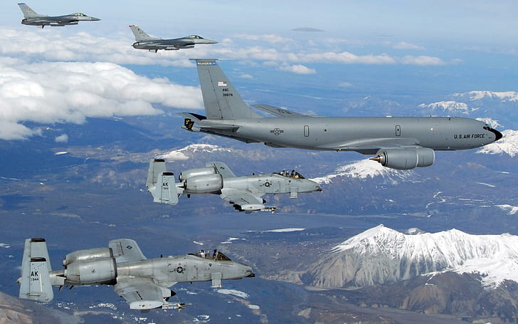 Aeronaves Militares, voando, escolta, aeronaves, militares, aircraft planes, HD wallpaper