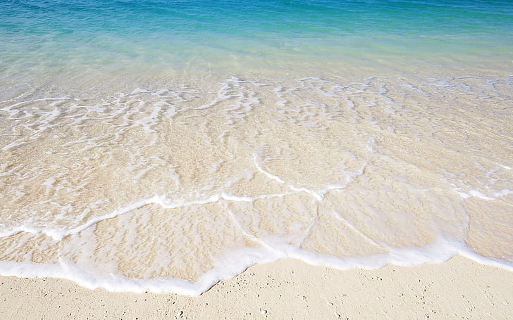 Eau de plage S, vague, eau, plage, sable, océan, texture, 3d et abstrait, Fond d'écran HD