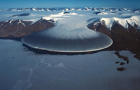 ภาพถ่ายทางอากาศของภูเขาธรรมชาติภูมิทัศน์ฤดูหนาวหิมะธารน้ำแข็งภูเขาน้ำแข็ง, วอลล์เปเปอร์ HD HD wallpaper