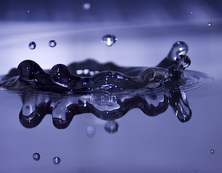 water droplet, water, macro, splashes, water drops, HD wallpaper