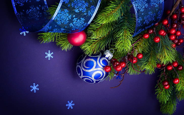 Sfondo di aghi di Natale con decorazioni natalizie Ribbon Hd 3528, Sfondo HD