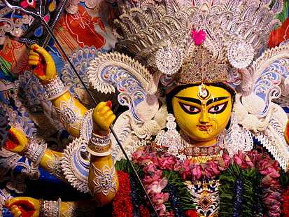 Фестиваль Шубх Навратри, статуя индуистского божества, Фестивали / Праздники, Навратри, фестиваль, праздник, HD обои HD wallpaper