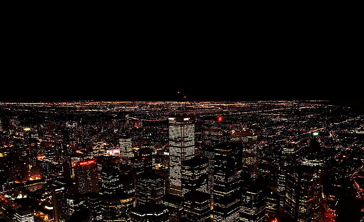 Городской пейзаж Ночь, черное высотное здание, Город, Ночь, Городской пейзаж, HD обои